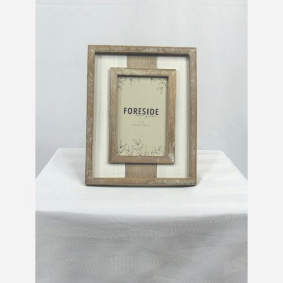 Morgan Picture Frame – Rustic Wood & White Accent - Picture 2 of 3